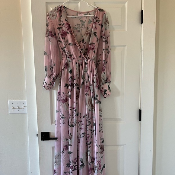 Floral Pink Long Sleeve Dress - Picture 2 of 3